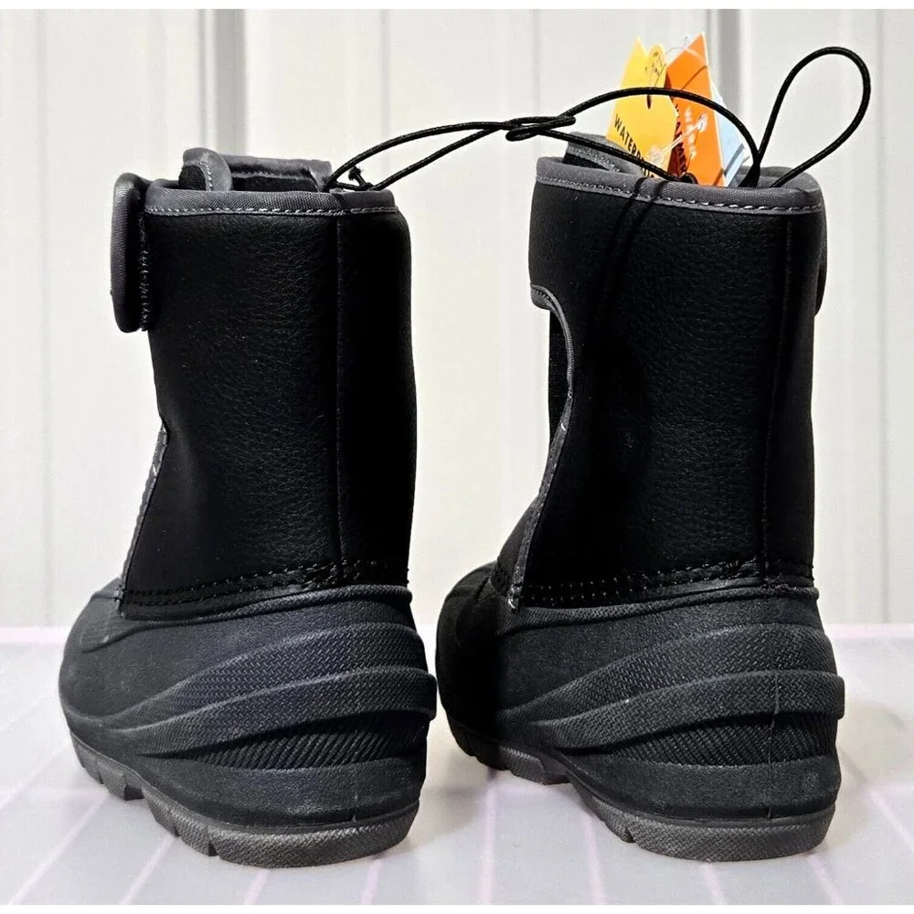Cat & Jack Lenny 2 Tone Black Snow Boots w/ Fleece Lining -- Little Boys' Size 5